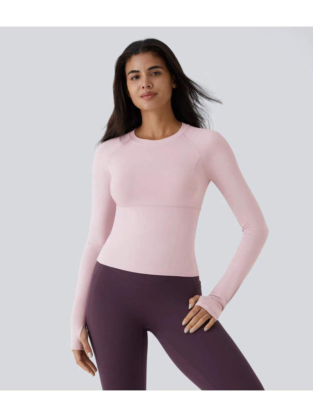 Halara Solid Thumb Hole Yoga Sports Top Lilac Size XS